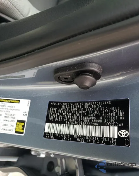 2024 Toyota Corolla Le from USA, damaged, VIN 5YFB4MDE8RP227286